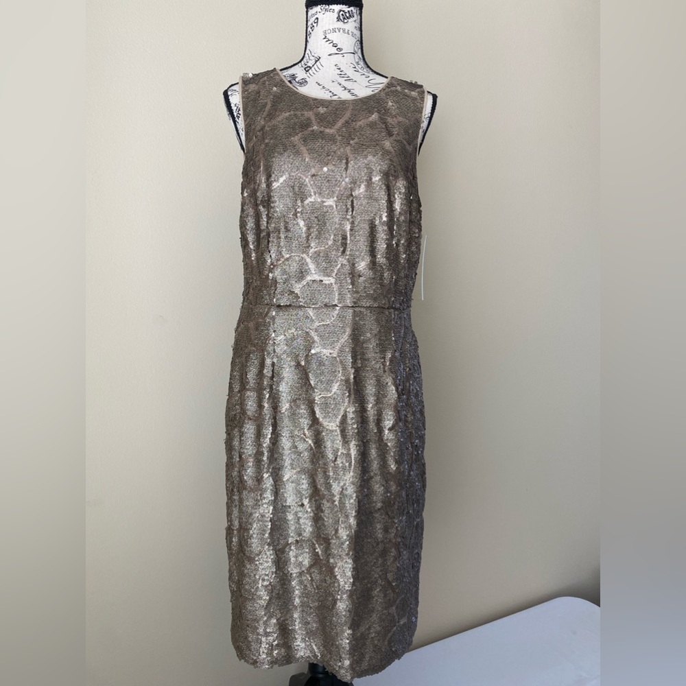 NWT Antonio Melani Gold sequined dress Size 10 Org $199